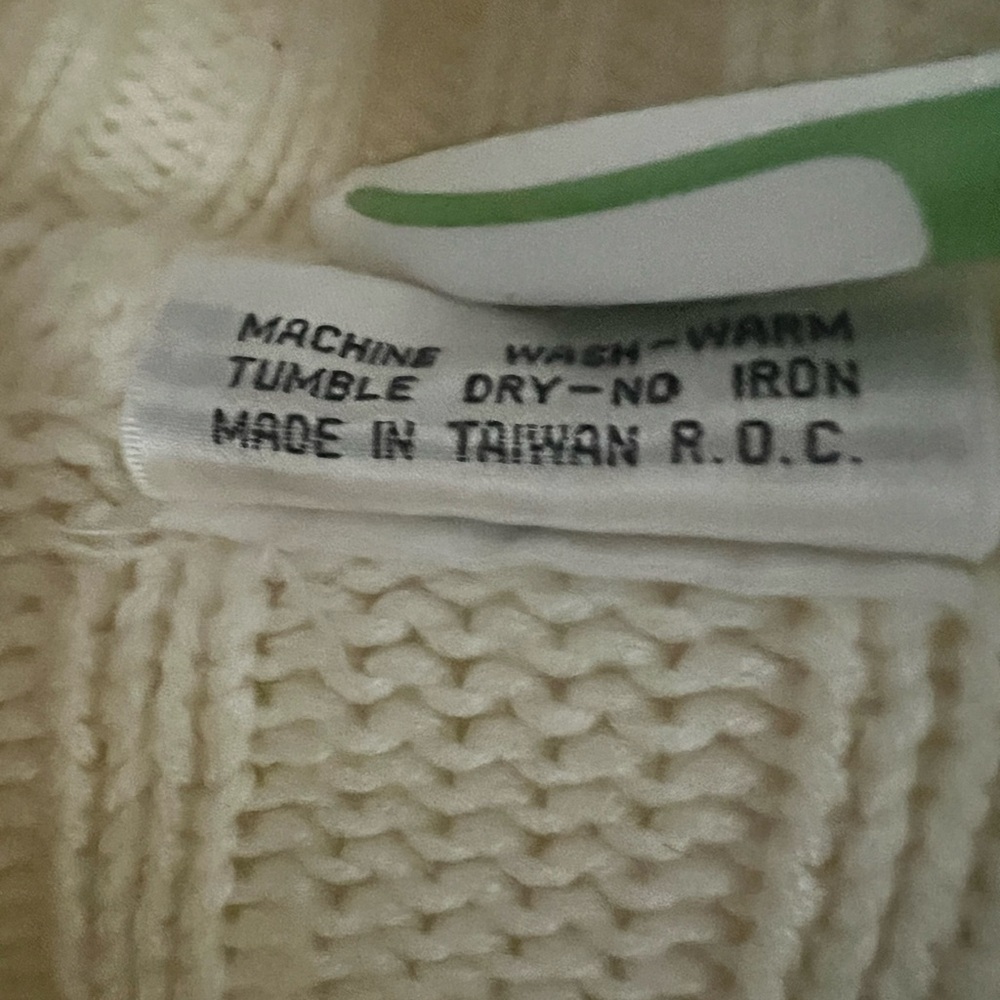 Vintage Cream Cable Knit Button Up Sweater Coastal Wear Size L - Picture 6 of 6